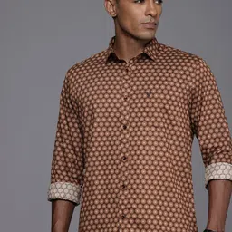 Allen Solly Pure Cotton Classic Fit Opaque Printed Casual Shirt-image-3