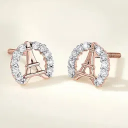 P.N.Gadgil Jewellers Paris Glow 18 kt Rose Gold Stud Diamond Earring For Woman-image-68
