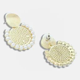Sohi Gold Plated Party Designer Stone And Pearls Drop Earrings image 4