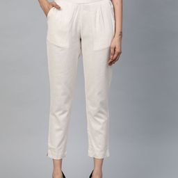 AURELIA Women Beige Regular Fit Speckled Effect Cropped Trousers-49