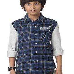 Under Fourteen Only Kids Navy Checks Full Sleeves Shirt-image-32