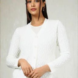 Soch White Self Design Cardigan-27