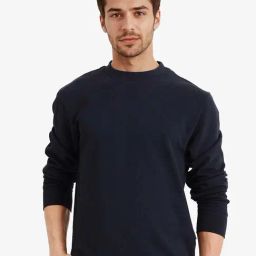 Rare Rabbit Navy Regular Fit Solid Sweatshirt-image-88