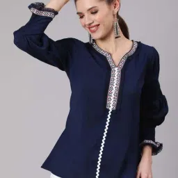 Jaipur Kurti Blue Embroidered Tunic-picture-30