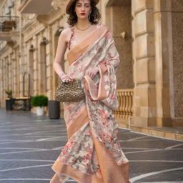 Odette Grey Printed Saree-image-43