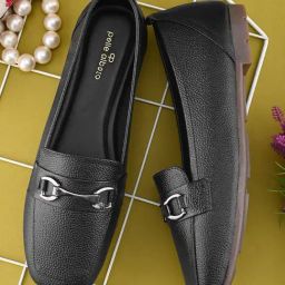 Pelle Albero Women's Black Casual Loafers-image-14