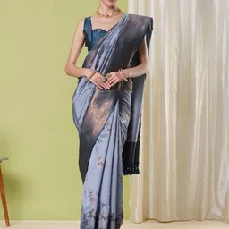 HI FI NX Woven Design Zari Silk Blend Banarasi Saree-image-97