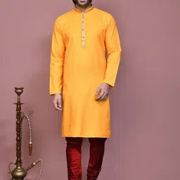 RANAK Men Embroidered Regular Pure Cotton Kurta with Pyjamas-image-60