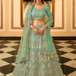 ODETTE Embroidered Semi-Stitched Lehenga & Blouse With Dupatta-picture-54