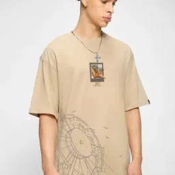 Bewakoof Brown Relaxed Fit Graphic Printed T-Shirt-image-58