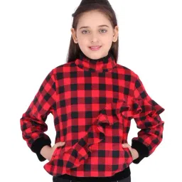 Cutecumber Kids Red & Black Checks Sweatshirt-image-33