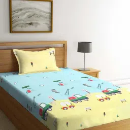 Klotthe Blue & Yellow Cotton Blend 210 TC Bed Sheets Set-image-97