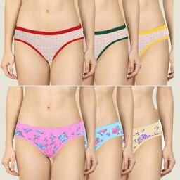 AROUSY Pink & Blue Floral Print Hipster Panties - Pack Of 6-image-39