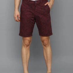 Louis Philippe Maroon Cotton Slim Fit Printed Shorts-picture-20