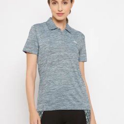 Clovia Blue Active Polo T-Shirt-image-28