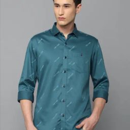 Louis Philippe Jeans Blue Cotton Slim Fit Printed Shirt-picture-9