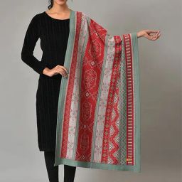 Aurelia Red Woven Pattern Shawl-image-60