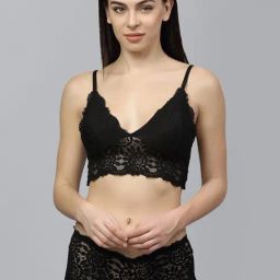AROUSY Black Self Pattern Bra Panty Set-picture-12