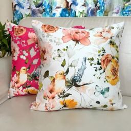 TARA Sparkling Homes Printed White Satin Cushion Cover -  Set of 2-8