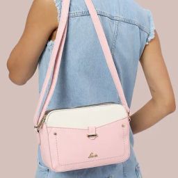 Lavie Rise Light Pink Polyester Color Block Sling Handbag-image-86
