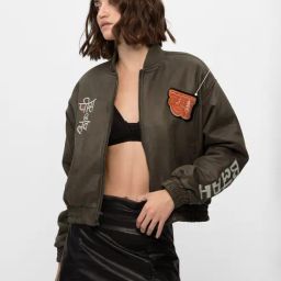 The Souled Store Olive Oversized Embroidery Casual Jacket-image-99