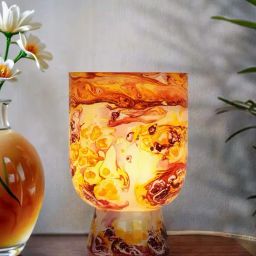 Fos Lighting Fiery Elegance: Marble Effect Glass Table Lamp-30