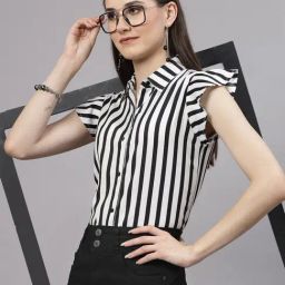 Style Quotient Black & White Striped Shirt-67