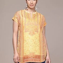 Aarke Ritu Kumar Yellow Star Jasmine Short Top With Camisole-picture-27