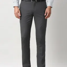 Peter England Grey Slim Fit Texture Trousers-picture-27