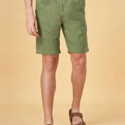 7 Alt by Pantaloons Olive Cotton Comfort Fit Shorts-picture-32