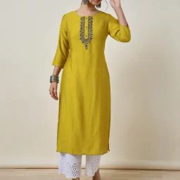 Soch Mustard Embellished Straight Kurta-image-48
