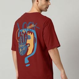 SLOWLORIS Men Graphic Printed Round Neck Oversized T-shirt-image-105