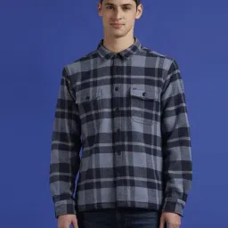 Pepe Jeans Navy Regular Fit Checks Shacket-image-87