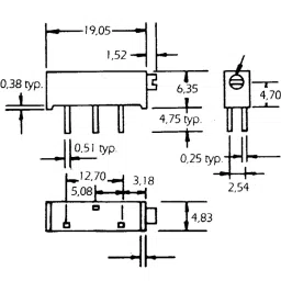Vishay Through Hole Trimmer Resistor 1/2 W Power 100 kΩ Resistance Pin Terminal, IHLE2525CDER3R3M5A image 2