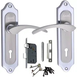 Atom Iron Silver Door Handle Lock Set, MH-IR-509-KY-CPMATT-7