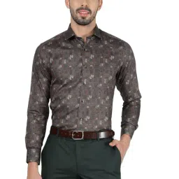 Metal Maroon Cotton Slim Fit Printed Shirt-picture-20
