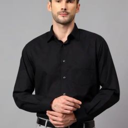 Cantabil Black Regular Fit Texture Shirt-image-73