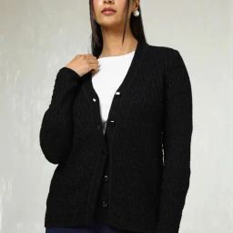 Soch Black Self Design Cardigan-image-51