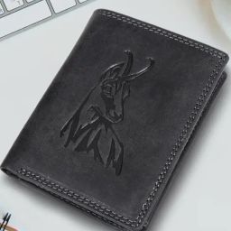 SASSORA Black ARLO Textured Small Leather Bi-Fold Wallet-36