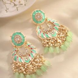 Priyaasi Light Green Meenakari Beads Earrings-image-60