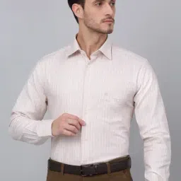 Cantabil Beige Cotton Regular Fit Checks Shirt-image-9