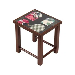 India Circus by Krsnaa Mehta Signature Windows Printed Black Teak Wood Nesting Table - Set of 3 image 5