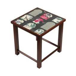 India Circus by Krsnaa Mehta Signature Windows Printed Black Teak Wood Nesting Table - Set of 3 image 4