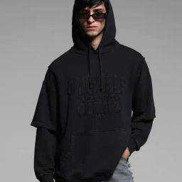 Jack & Jones Black Cotton Oversized Typography Hooded Sweatshirt-picture-17