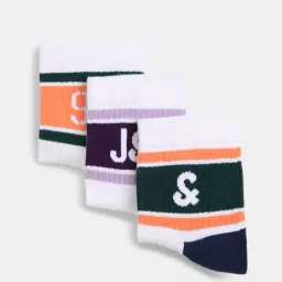 Jack & Jones Bright White Logo Printed Socks - Pack Of 3-image-88