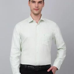 Cantabil Green Cotton Regular Fit Checks Shirt-image-58