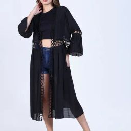 Showoff Black Cotton Regular Fit Shrug-picture-31