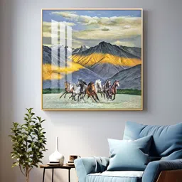 THE NEXT DECOR Yellow & Grey Horses in Motion Wall Art-1