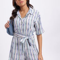 glitchez Multi-Striped Playsuit With Belt-12
