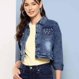 Aarika Navy Denim Solid Long Sleeves Denim Jacket-18